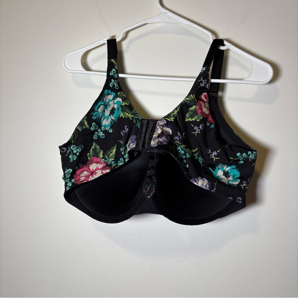 Floral Print Women's Bra Criss Cross Detail Torrid XO Plunge Push-Up 42DDD EUC - Picture 3 of 9